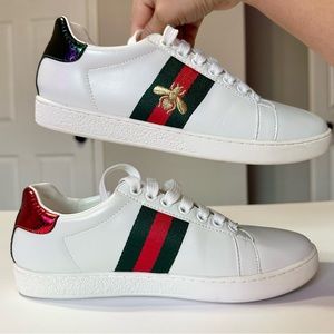 SOLD - Gucci Women’s Ace Sneakers with Bee - White - Size 36